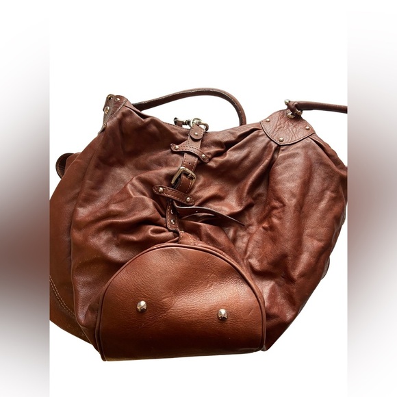 Vera Pelle Lavorazione Artigianale Italian Leather Tote Shoulder Bag Brown - Picture 2 of 10